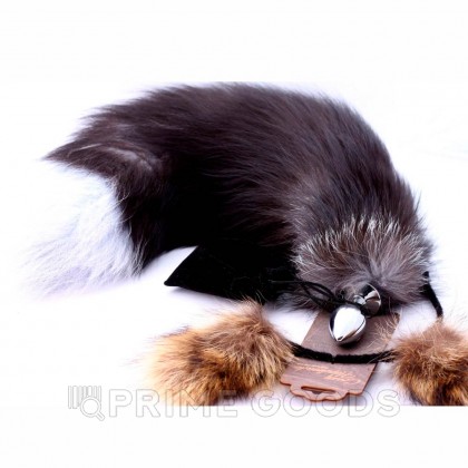 Анальная пробка с хвостом и ушки из натурального меха от sex shop primegoods фото 3