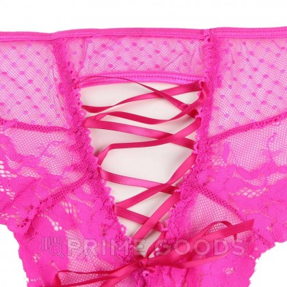 Трусики на высокой посадке Lace Strappy, розовые, XL от sex shop primegoods фото 13