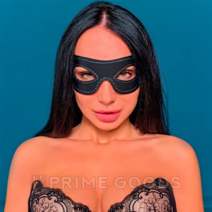 Открытая маска из натуральной кожи, овальная от sex shop primegoods фото 4