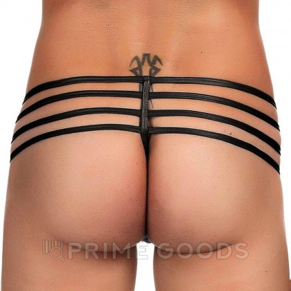 Кожаные мужские стринги Ohyeah Zipper Black, на молнии со стрепами, S от sex shop primegoods фото 4