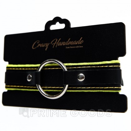 Ошейник с мягкой желтой подкладкой Crazy Handmade от sex shop primegoods фото 2