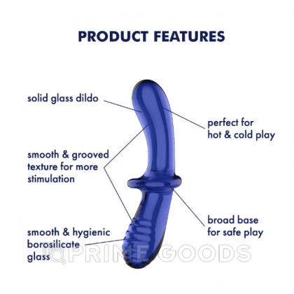 Стеклянный фаллоимитатор Satisfyer Double Crystal (20×5,5 см) синий от sex shop primegoods фото 5