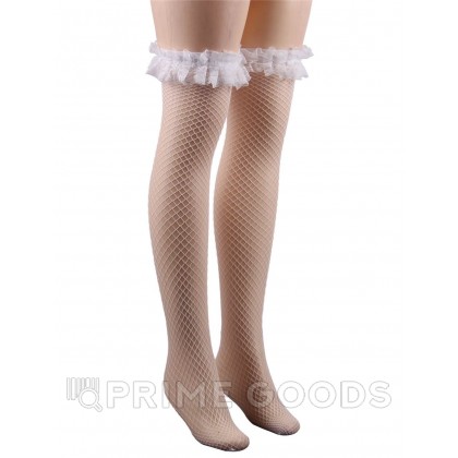 Чулки белые Fishnet, XS-L от sex shop primegoods фото 4