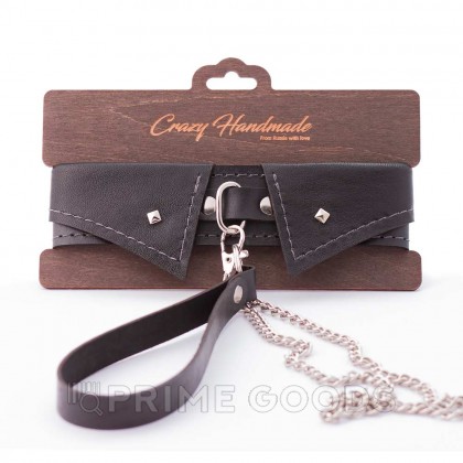 Ошейник-воротник из натуральной кожи с поводком от sex shop primegoods фото 2