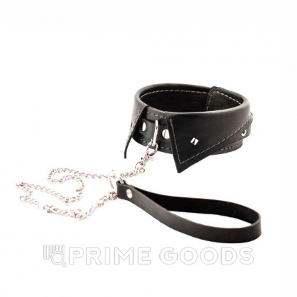 Ошейник-воротник из натуральной кожи с поводком от sex shop primegoods