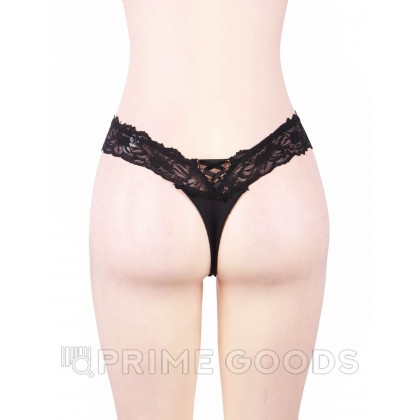 Трусики танга Sexy Floral Lace, черные, XS-S от sex shop primegoods фото 4