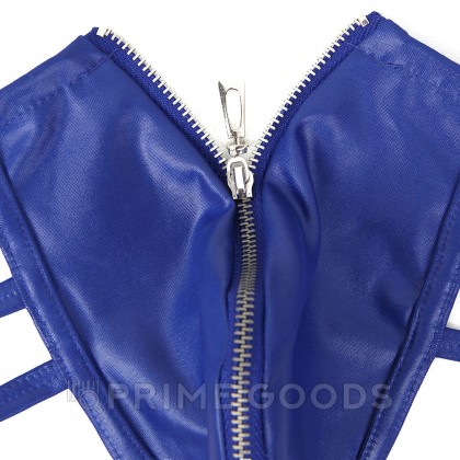  Кожаные мужские стринги Ohyeah Zipper Blue, на молнии со стрепами, S от sex shop primegoods фото 4