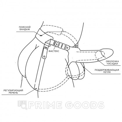 Фаллоимитатор поясной пустотелый с бандажом (19 см.) от sex shop primegoods фото 3