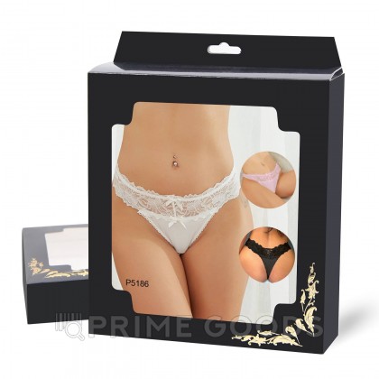 Трусики танга Sexy Floral Lace, белые, XL-2XL от sex shop primegoods фото 5