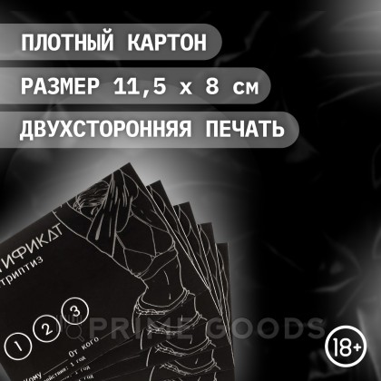 Сертификат «Стриптиз», 11.5×8 см, 18+ от sex shop primegoods фото 2