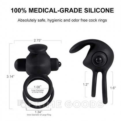 Эрекционное виброкольцо Power DUO clit cockring от sex shop primegoods фото 4