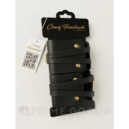 Кожаные наручники с золотой фурнитурой на ремешках от sex shop primegoods фото 4