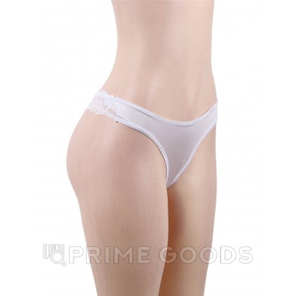 Трусики-танга женские с цветочным принтом, белые, 3XL-4XL от sex shop primegoods фото 7