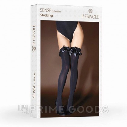 Чулки плотные с атласными бантами Sense, S/M, черные от sex shop primegoods фото 7