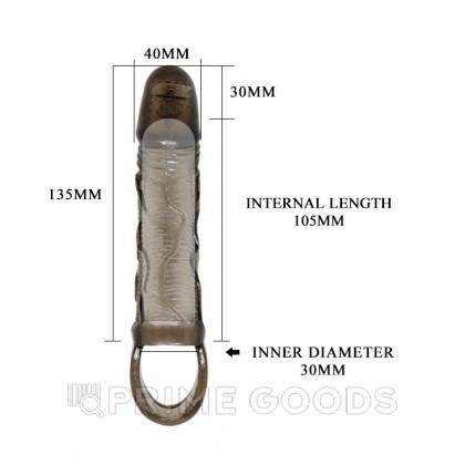 Насадка - удлинитель с вибрацией Men Extension темная от sex shop primegoods фото 3