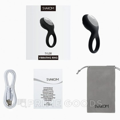 Эрекционное виброкольцо Tyler черный от SVAKOM от sex shop primegoods фото 3