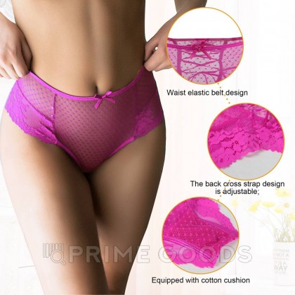 Трусики на высокой посадке Lace Strappy, розовые, XS-S от sex shop primegoods фото 9