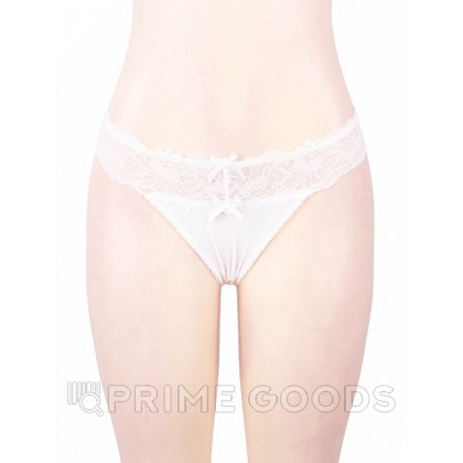 Трусики танга Sexy Floral Lace, белые, XL-2XL от sex shop primegoods фото 9