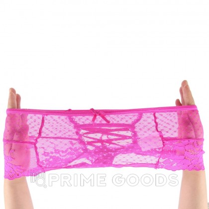 Трусики на высокой посадке Lace Strappy, розовые, XL от sex shop primegoods фото 6