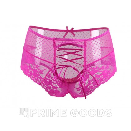 Трусики на высокой посадке Lace Strappy, розовые, XL от sex shop primegoods фото 9