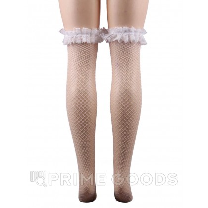 Чулки белые Fishnet, XS-L от sex shop primegoods фото 5