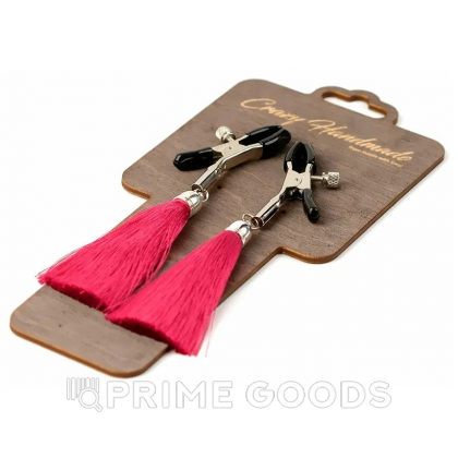 Зажимы на соски «прищепки» с кисточками из шелка розовые от sex shop primegoods фото 2