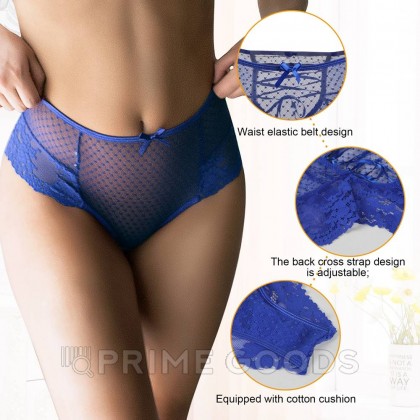 Трусики на высокой посадке Lace Strappy, синие, XS-S от sex shop primegoods фото 6