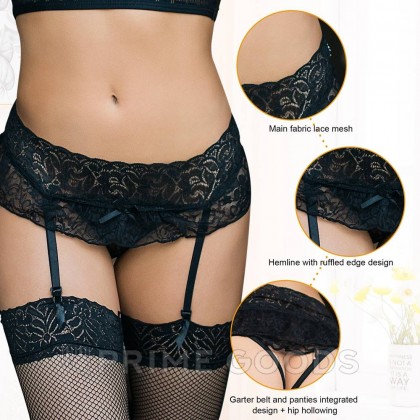 Пояс для чулок кружевной Black Sexy Bow (M-L) от sex shop primegoods фото 8