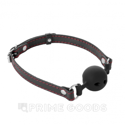 Кляп 4.5 см с черными ремнями и контрастной строчкой от sex shop primegoods