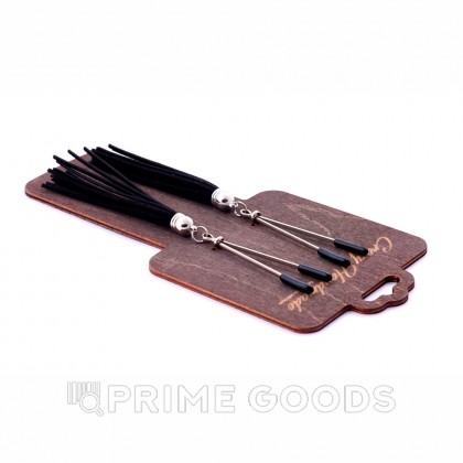 Зажимы на соски «вилки» с кисточками из замши, черный от sex shop primegoods
