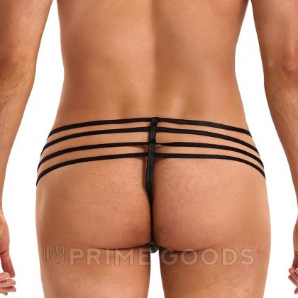 Кожаные мужские стринги Ohyeah Zipper Black, на молнии со стрепами, XL от sex shop primegoods фото 3