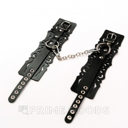 Оковы из черной кожи с узорами от sex shop primegoods