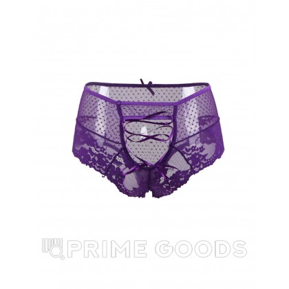 Трусики на высокой посадке Lace Strappy, лиловые, XL-2XL от sex shop primegoods фото 6
