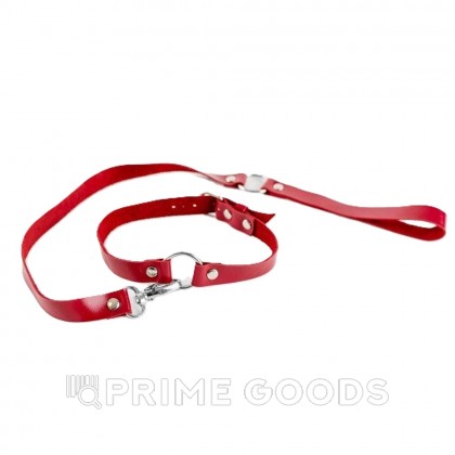 Чокер из натуральной кожи с поводком Red от sex shop primegoods