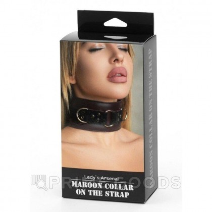 Ошейник из натуральной кожи бордо от sex shop primegoods фото 4