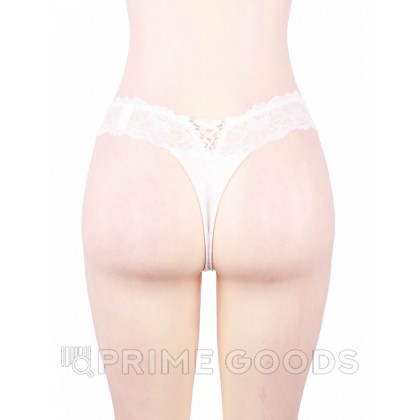 Трусики танга Sexy Floral Lace, белые, XL-2XL от sex shop primegoods фото 7