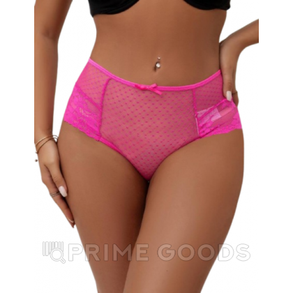 Трусики на высокой посадке Lace Strappy, розовые, XL от sex shop primegoods