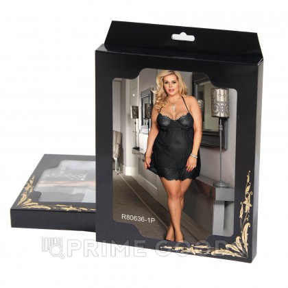 Обворожительный бэби-долл + стринги (черный; размер XL-2XL) от sex shop primegoods фото 7
