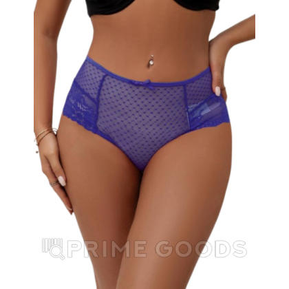Трусики на высокой посадке Lace Strappy, синие, XS-S от sex shop primegoods