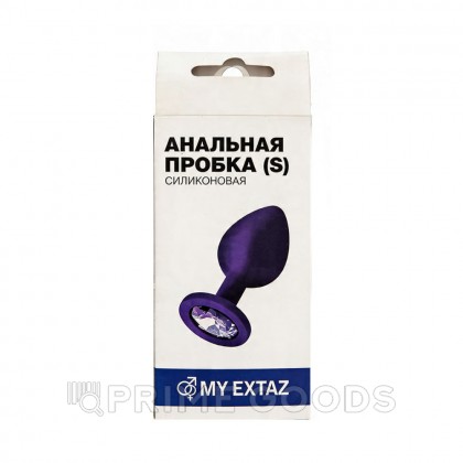 Анальная пробка из фиолетового силикона с белым кристаллом (размер S) от sex shop primegoods фото 2