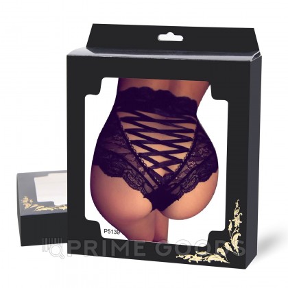 Трусики на высокой посадке с завязками, черные, 3XL-4XL от sex shop primegoods фото 6