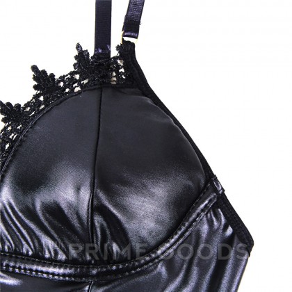 Кожаная сорочка-грация Ohyeah с пажиками и чокером, XL-2XL от sex shop primegoods фото 10