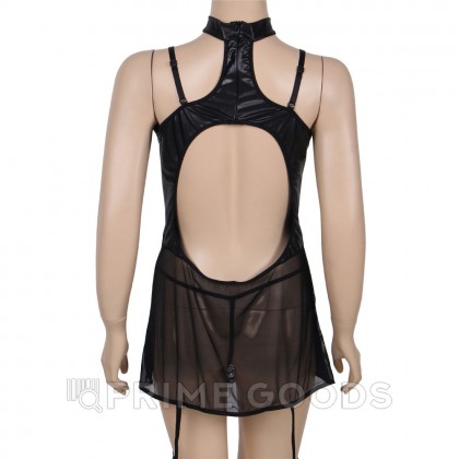 Платье кожаное с пажиками для чулок Ohyeah с кружевом +стринги, M-L от sex shop primegoods фото 8