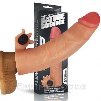 Насадка на пенис с вибропулей Nature Extender Flesh (17,5 см) от sex shop primegoods фото 3