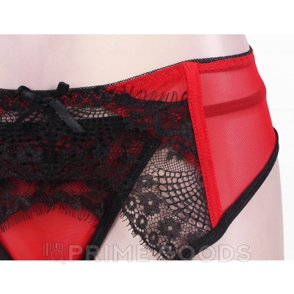 Пояс красный с подвязками + стринги, XS-S от sex shop primegoods фото 5