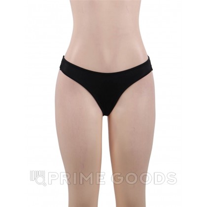 Трусики-танга женские с цветочным принтом, черные, 3XL-4XL от sex shop primegoods фото 6