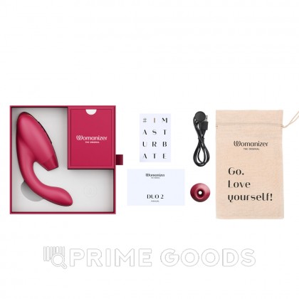 Бесконтактный клиторальный стимулятор Womanizer Duo 2, бордовый от sex shop primegoods фото 5