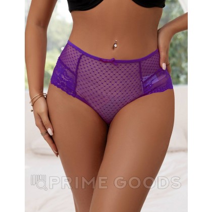Трусики на высокой посадке Lace Strappy, лиловые, XL-2XL от sex shop primegoods фото 9