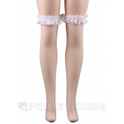 Чулки белые Fishnet, XS-L от sex shop primegoods фото 3