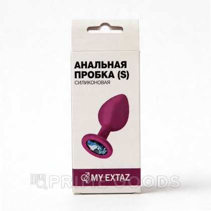 Анальная пробка из розового силикона с белым кристаллом (размер S) от sex shop primegoods фото 2